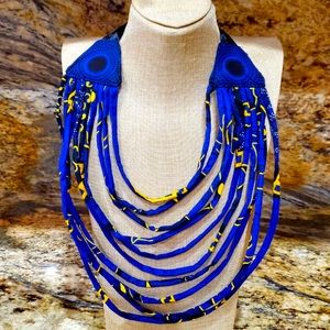 Blue cloth handmade necklace